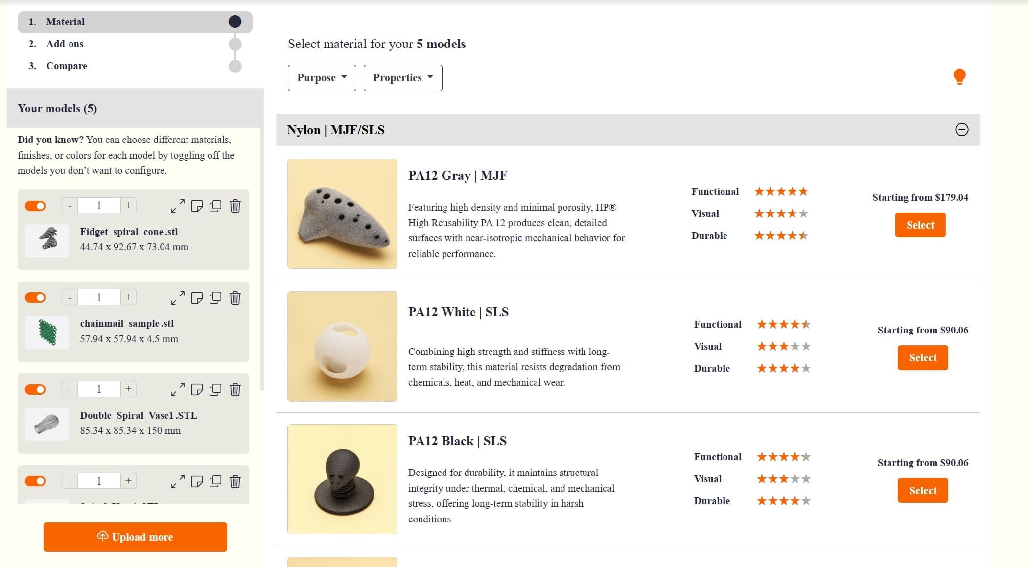 verifying your model and choosing materials_hi3dp platform